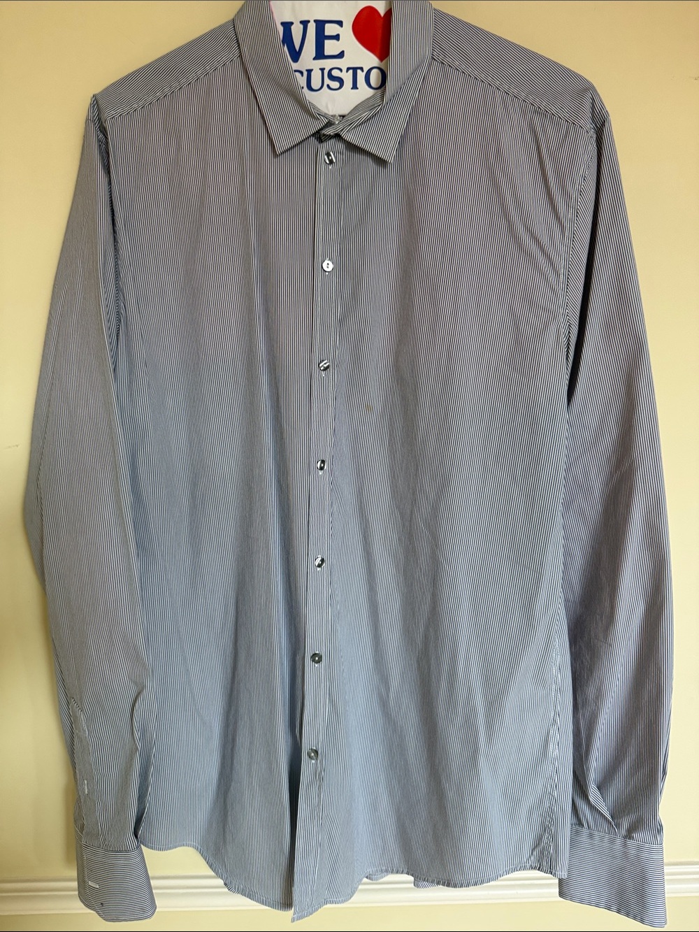 Dolce & Gabbana Blue and White Fine-Stripe Dress Shirt